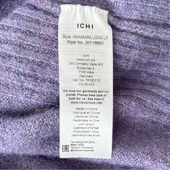 ICHI Alpaca Wool Blend Sweater Relaxed Fit Knit Top - Picture 9 of 10